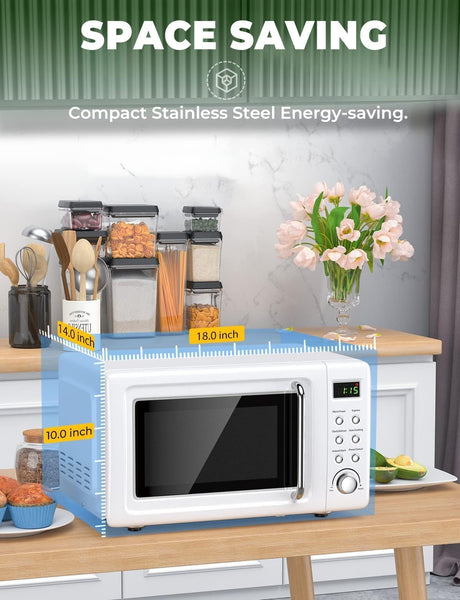 Horno Microondas Retro 0.7cu.ft, 700W, 8 Programas Automáticos