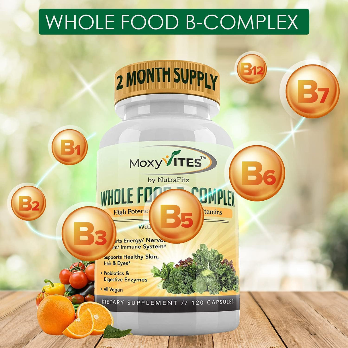 Complejo de Vitaminas B - Suplemento Vegano, 120 Cápsulas
