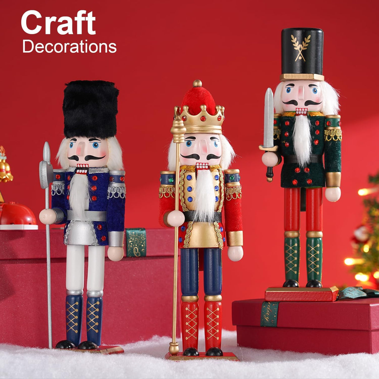Adorno Navideño Nutcracker COMBIUBIU 11.2 pulgadas, Figuras de Madera