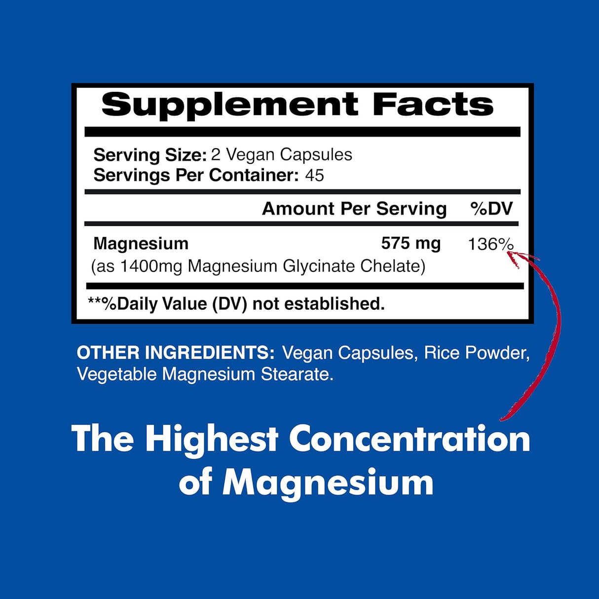 Suplemento de Magnesio Glycinato American Standard 575mg 90 cápsulas