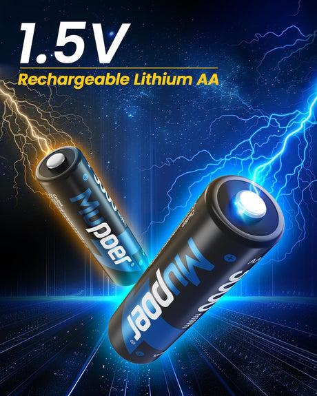 Baterías AA Recargables 8-Pack con Cargador, 3000mWh, Li-ion