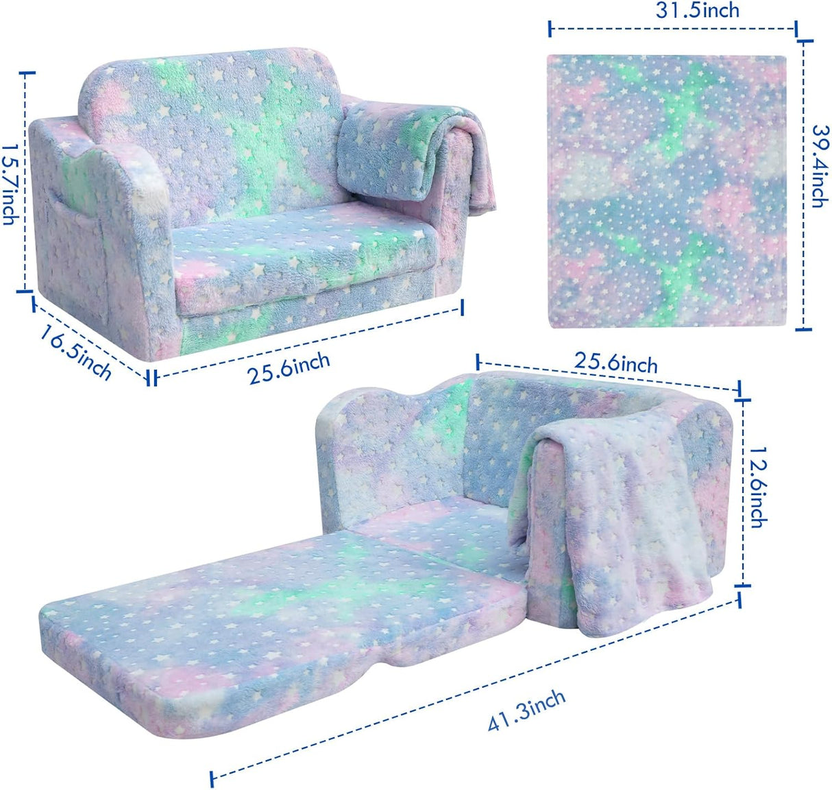 Silla de felpa suave que brilla en la oscuridad para bebés