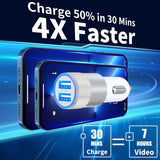 Cargador de coche Rombica 4.8A USB con cables para iPhone 14/13