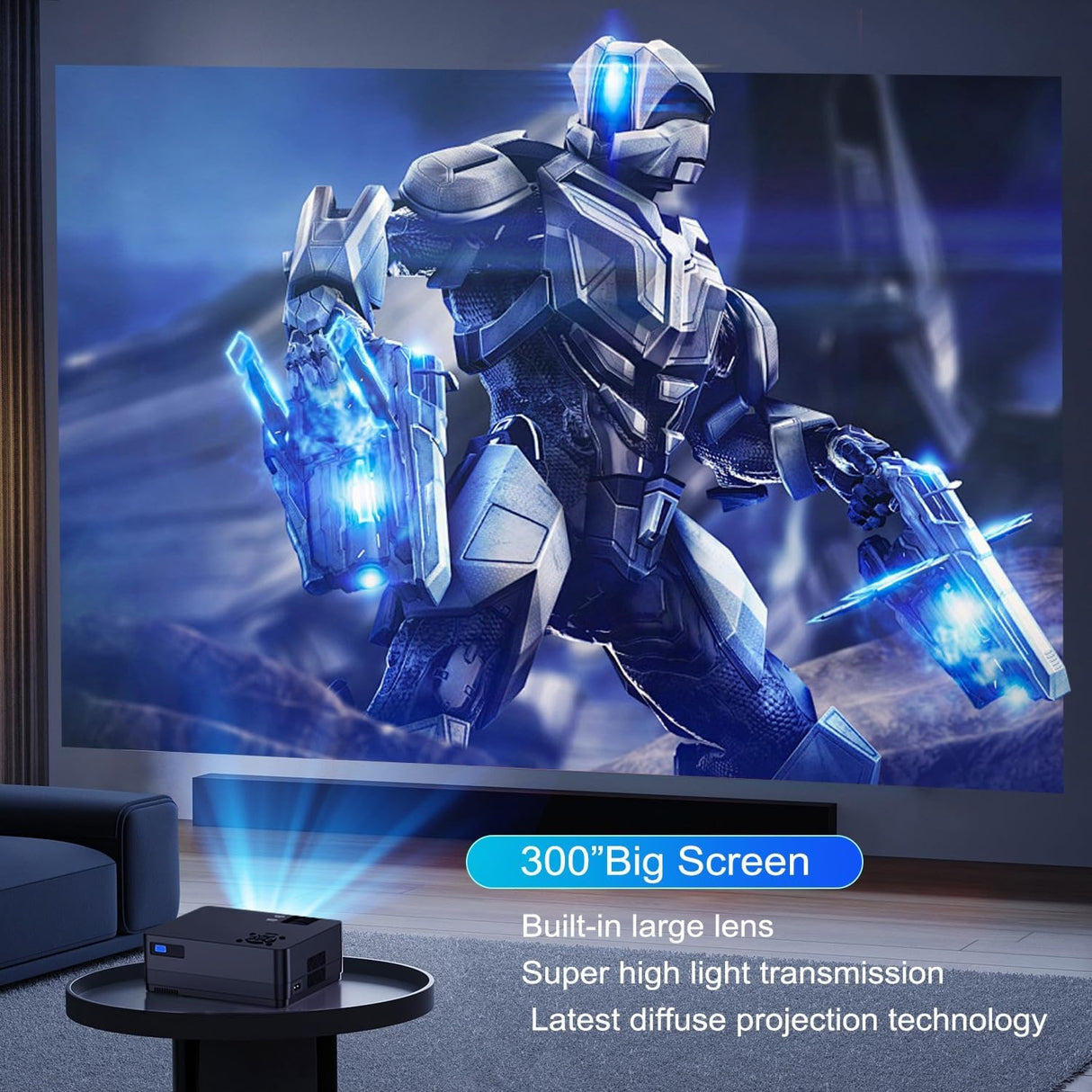 Proyector 1080P CEBORY 15000LM, Pantalla 300, 5G WiFi, Bluetooth