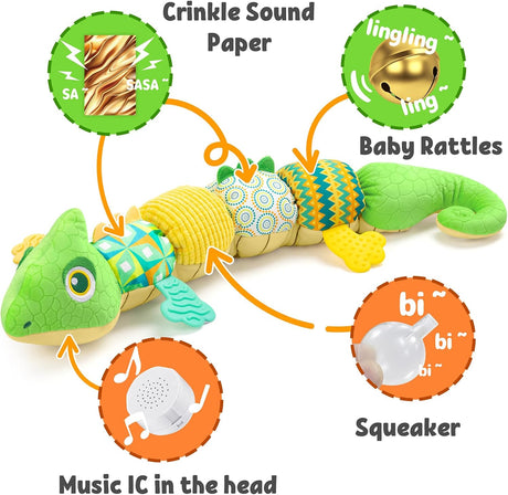 Juguete musical dinosaurio LIGHTDESIRE, suave, con texturas, 0-12 meses