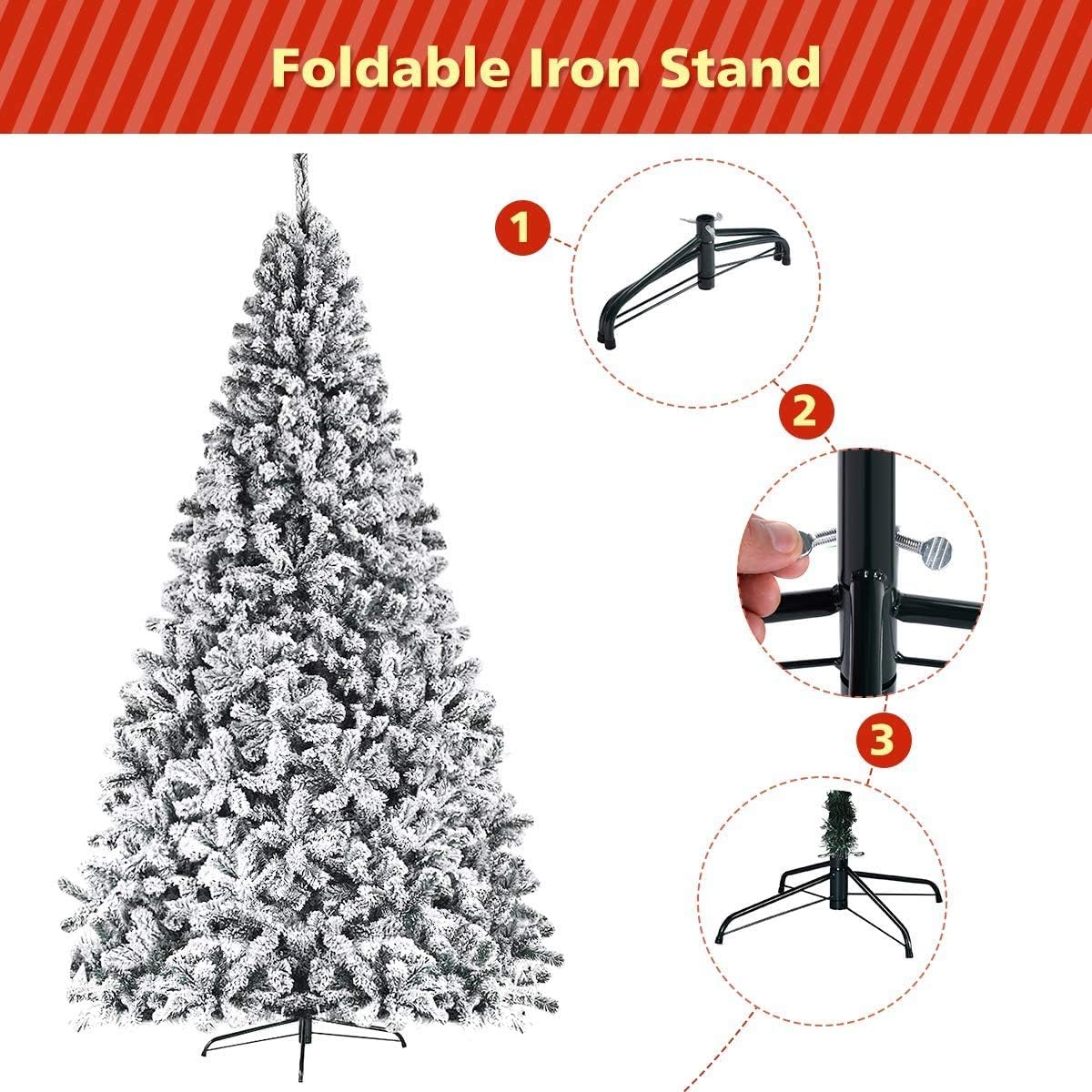 Árbol de Navidad 9FT ReunionG, Artificial, Flocked, Modelo 9FT
