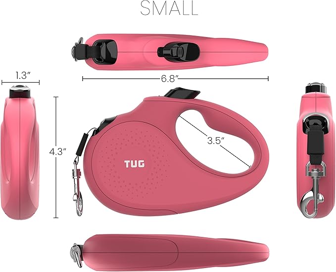 Correa retráctil monocromática para perro, Rosa TUG