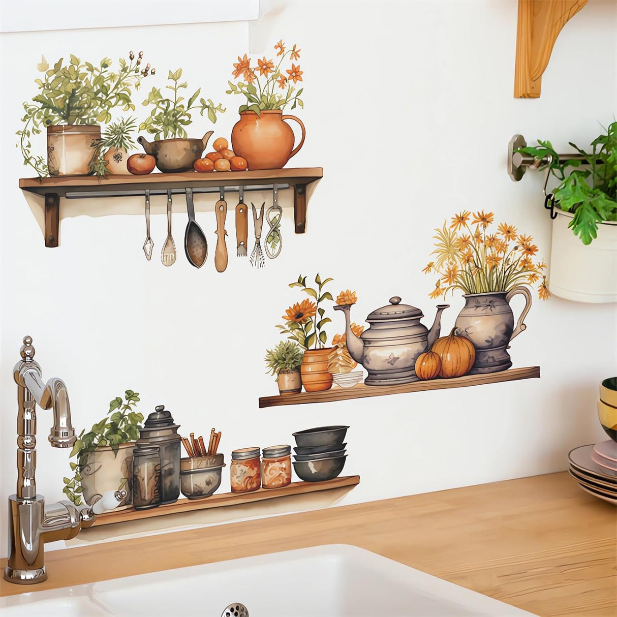 Stickers de Pared Plantas Verdes, Sacinora, Vinilo Removible