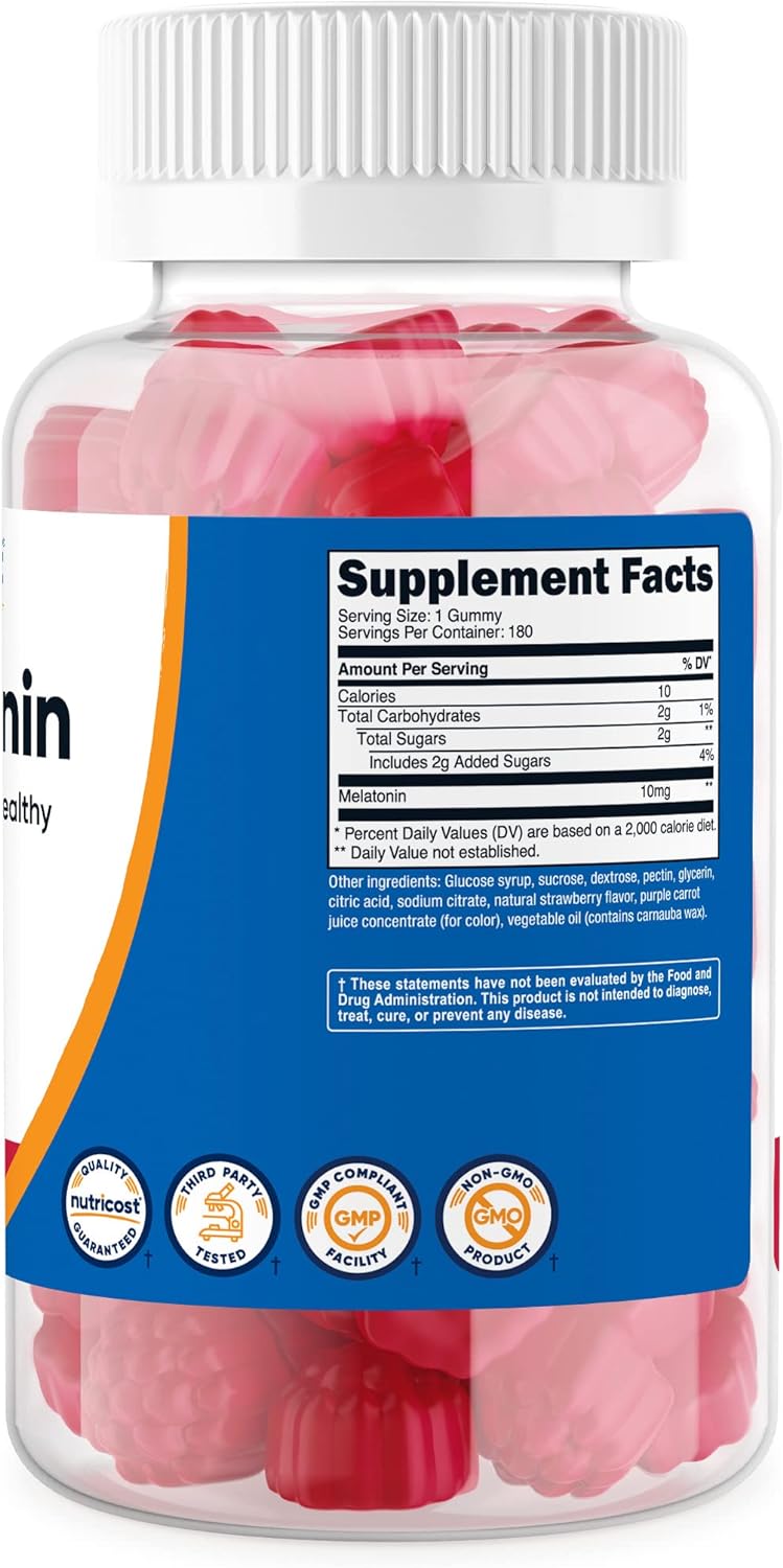Nutricost Sleep 10 mg 180 gomitas 90 porc  sabor a fresa