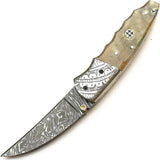 Cuchillo de acero de damasco forjado hecho a mano con funda