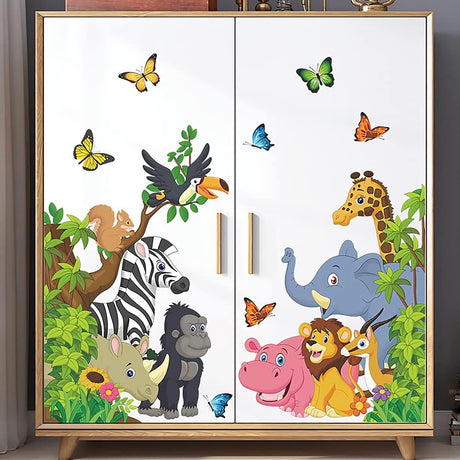 Vinilo Decorativo Animales de Selva Supzone, Elefante y León
