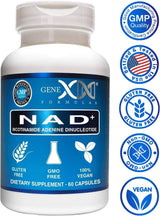 Suplementos NAD+ 250 mg porción 60 cápsulas de nicotinamida