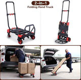 Carretilla Plegable 330LB, con Ruedas, Mango Retráctil, Modelo X