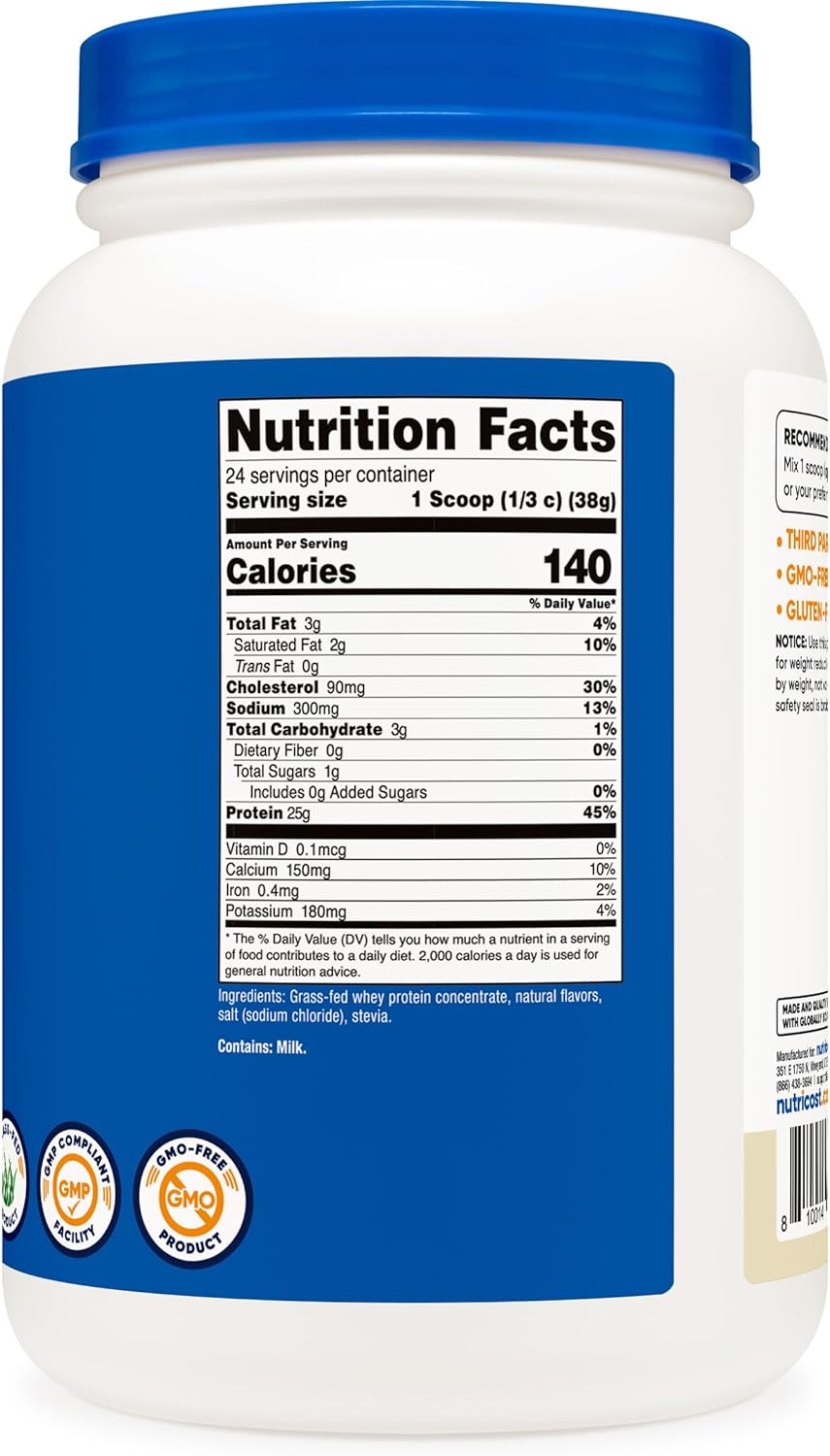Proteína de suero de leche con pasto Nutricost 2LBS