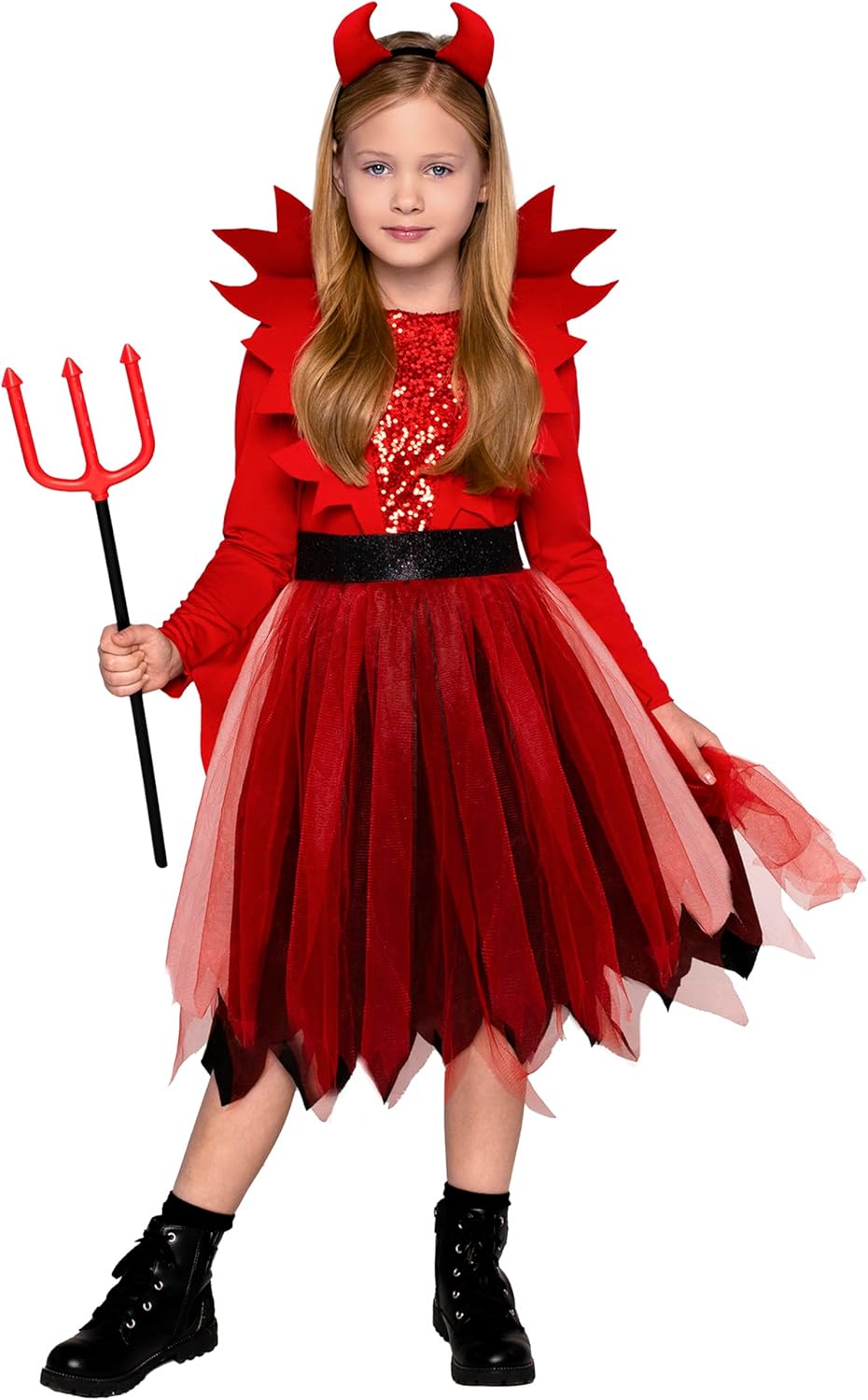 Disfraz de Diablo para Niña, Spooktacular Creations, Cuernos, Modelo 2023