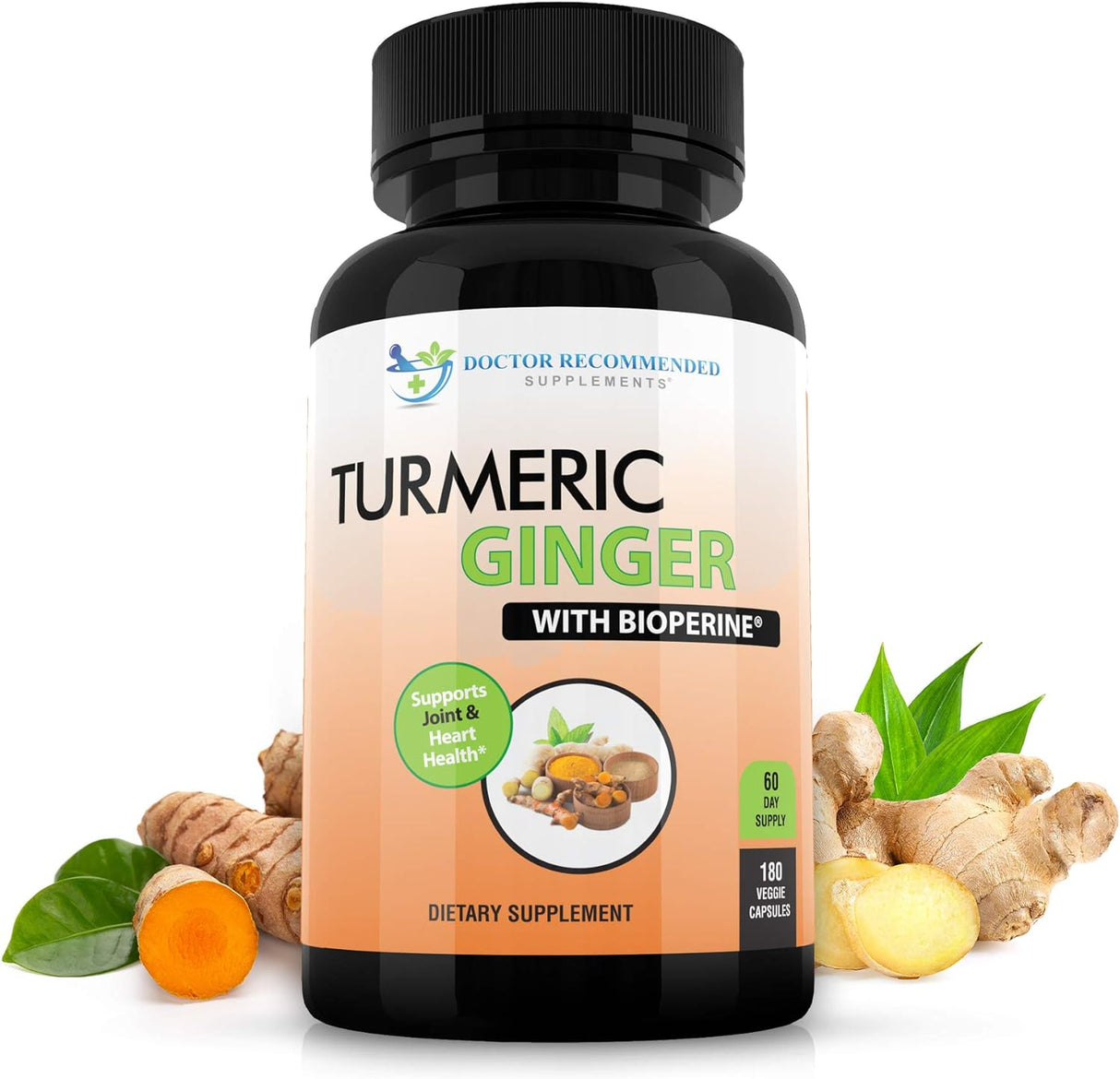 Cúrcuma con Jengibre y BioPerine, 95% Curcuminoides, Cápsulas Veganas