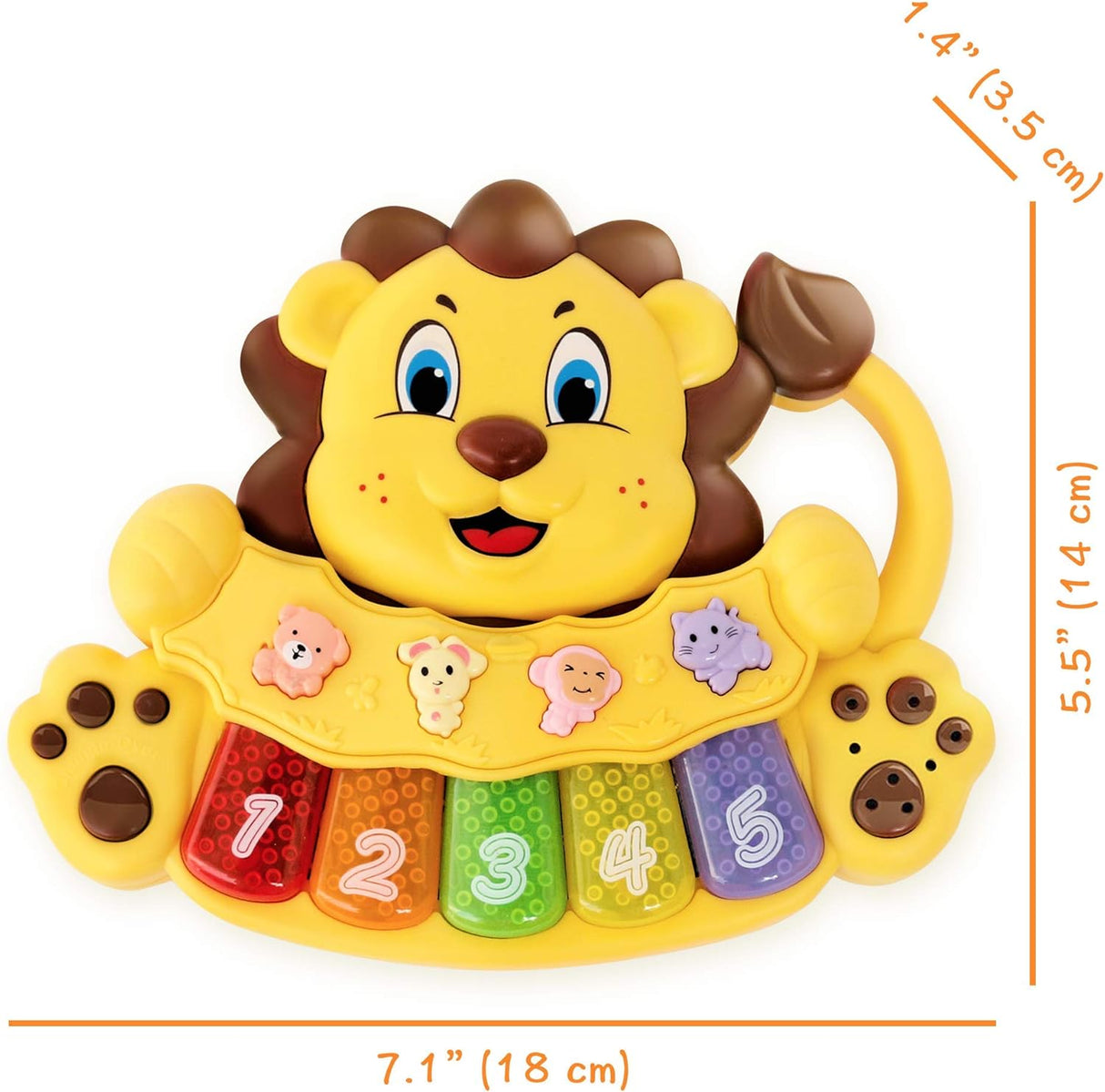 Juguete Musical León para Bebés - 5 Teclas Iluminadas - Interactivo