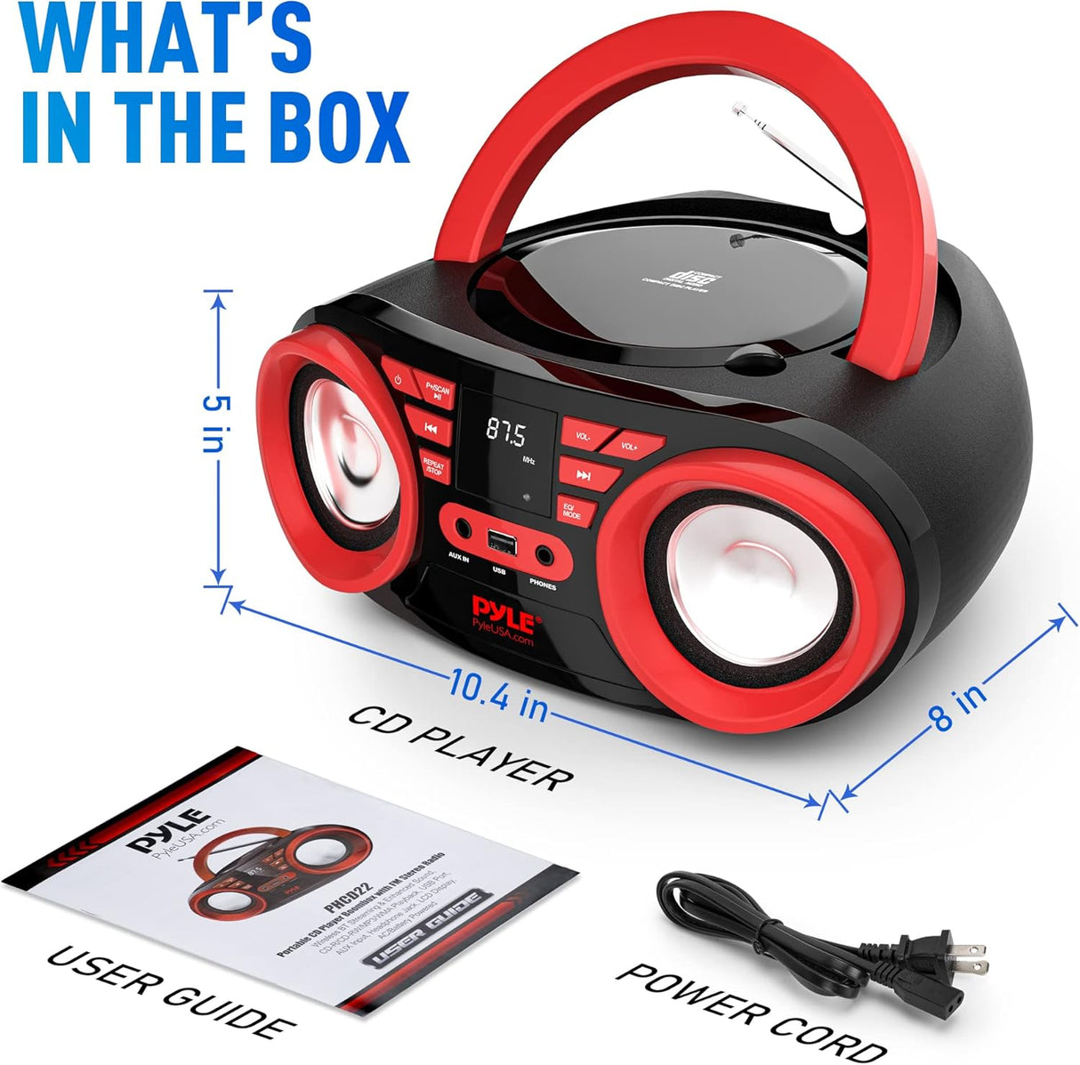 Reproductor de CD portátil Bluetooth PYLE-HOME PHCD22