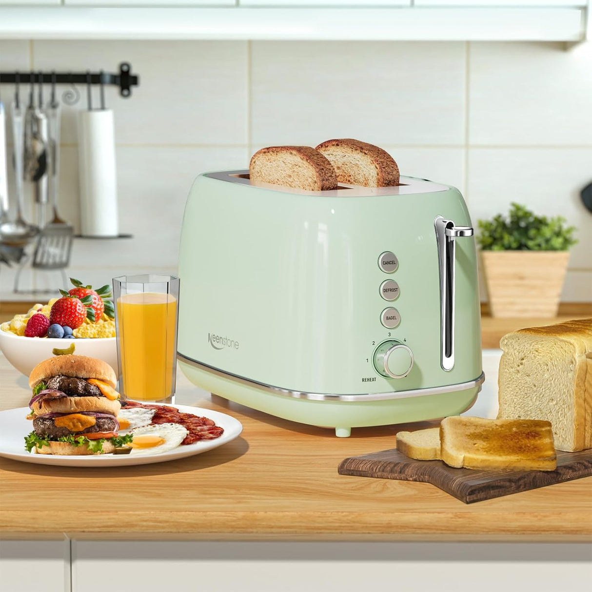 Tostadora Retro de 2 Rebanadas con Funciones y 6 Niveles