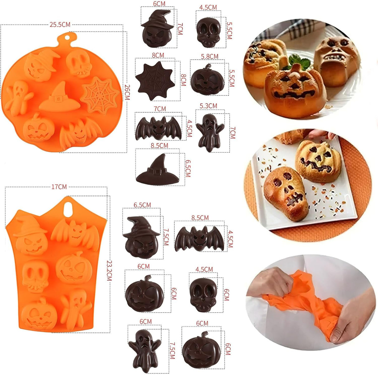 Molde Silicona Halloween AUOCATTAIL 2 Piezas para Repostería