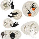 Moldes de Chocolate Halloween, 6PCS, Silicona, Calaveras y Más