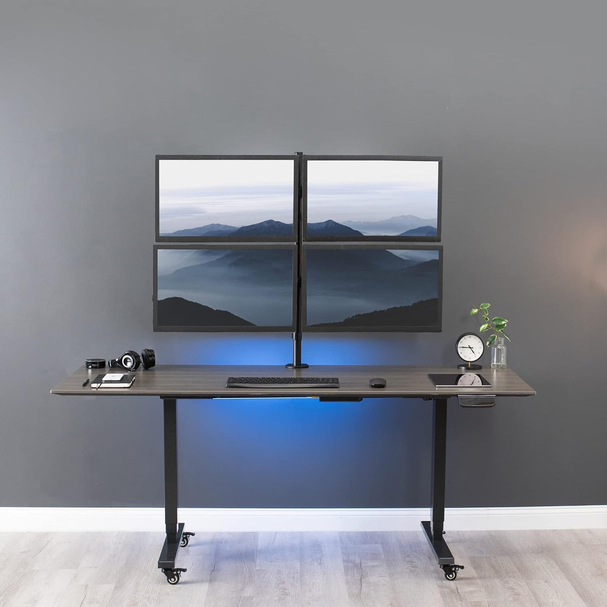 Soporte de Monitor VIVO para 4 Pantallas, Ajustable, STAND-V004