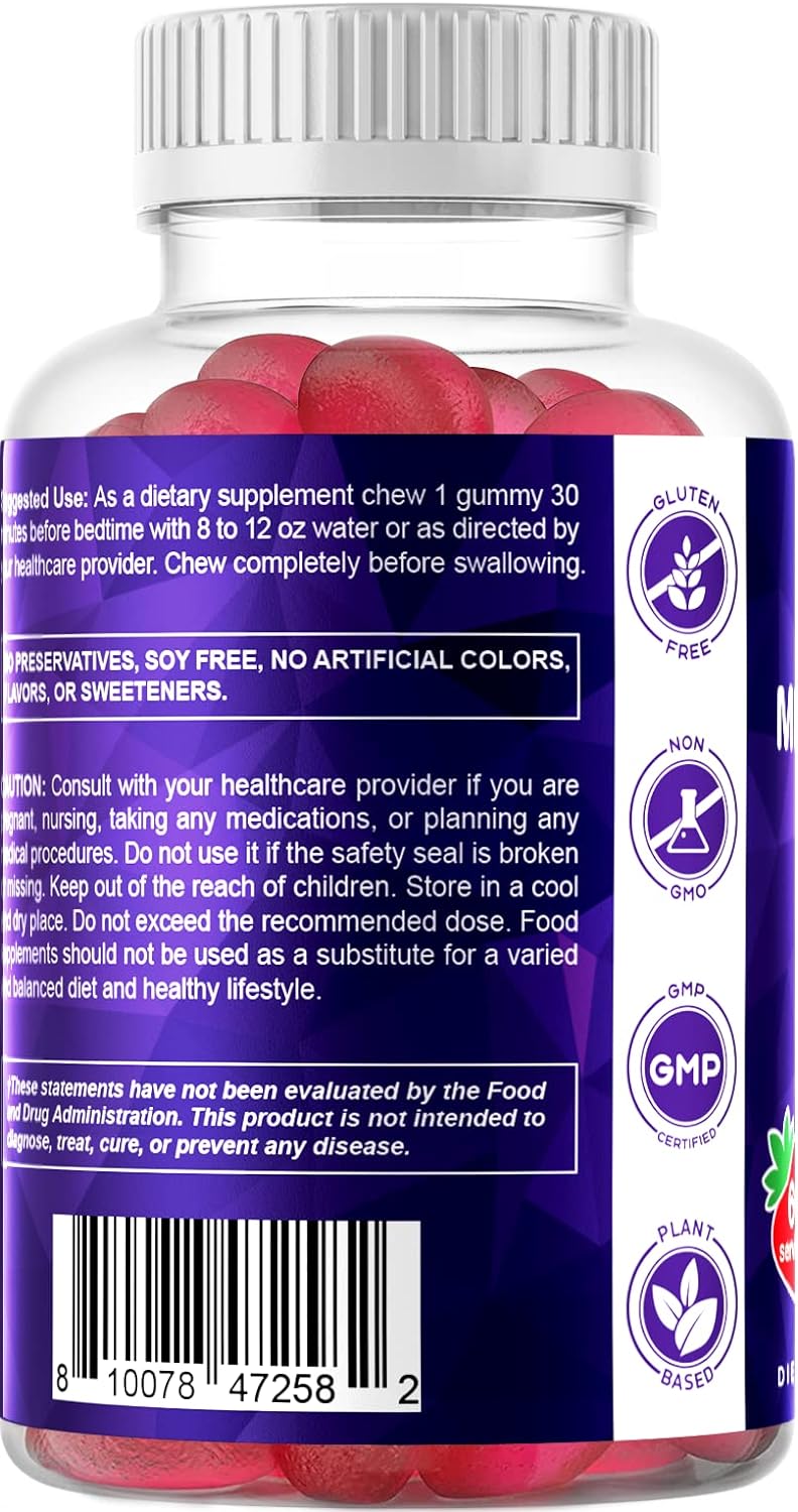 Vitamatic Melatonina sin azúcar, 30 mg por gomita, 60 porciones, 60 gomitas vegetarianas, suplemento que no forma hábito