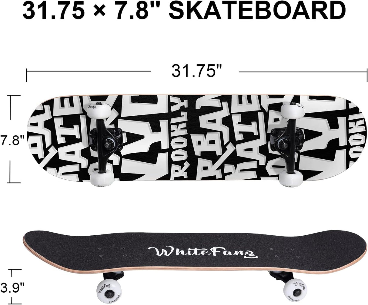 Patineta Completa 31 x 7.88, 7 Capas de Arce, Doble Kick