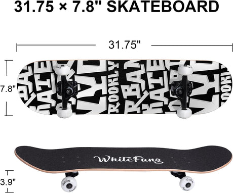 Patineta Completa 31 x 7.88, 7 Capas de Arce, Doble Kick