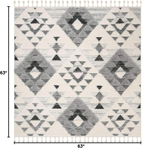 Alfombra Shag Marroquí con Borlas, Diseño Boho, MTS688F