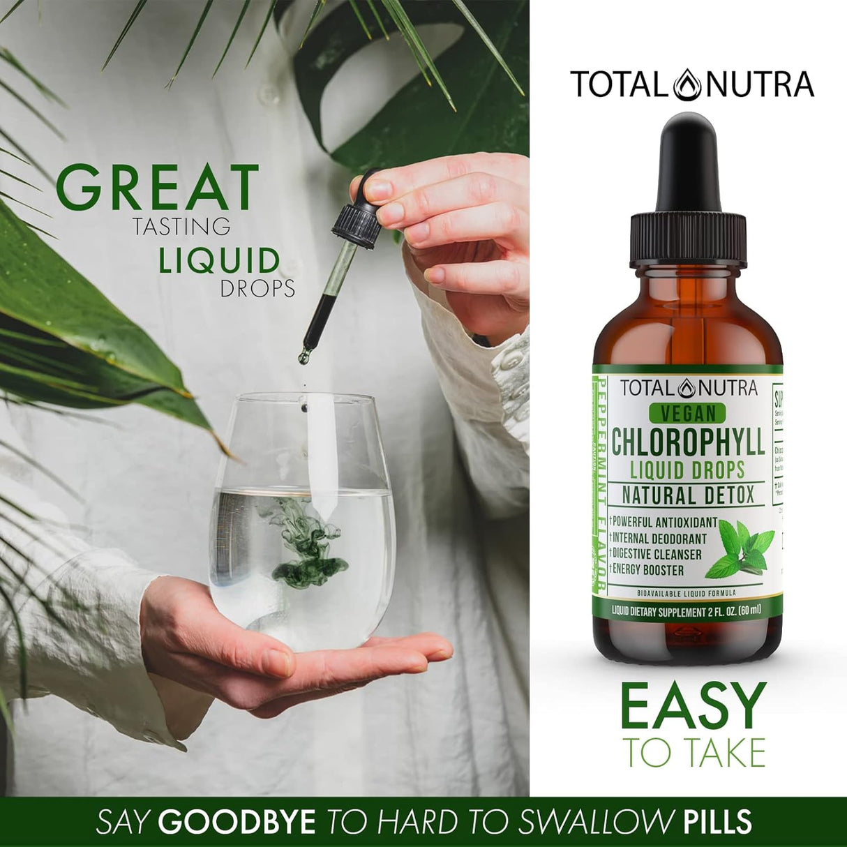 Suplemento Gotas líquidas de clorofila con sabor a menta 2oz