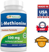 Suplemento Naturals L-metionina 500 mg 120 cápsulas vegetal