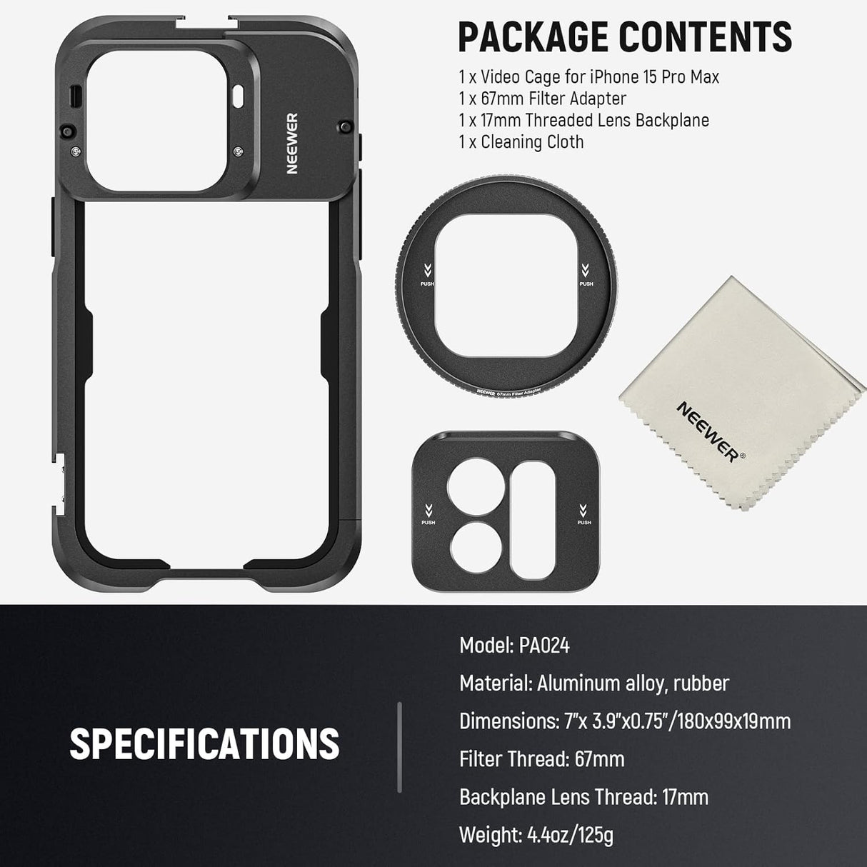 Soporte de video NEEWER para iPhone 15 Pro Max, PA024