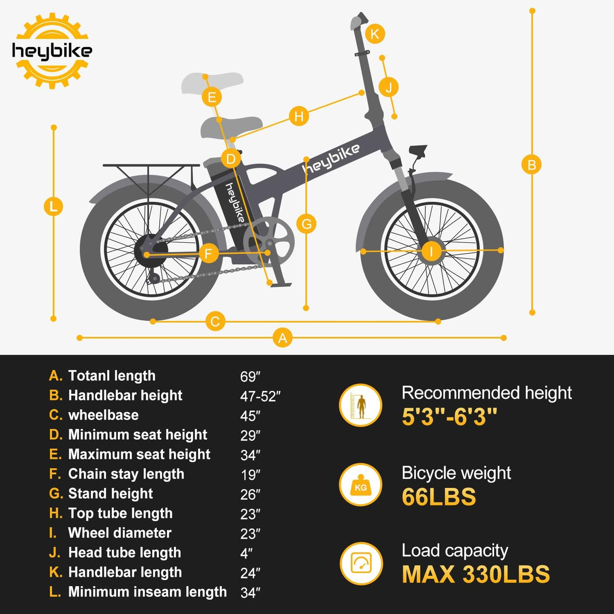 Bicicleta eléctrica Heybike Mars, 1000W, 50 millas, 20 x 4.0