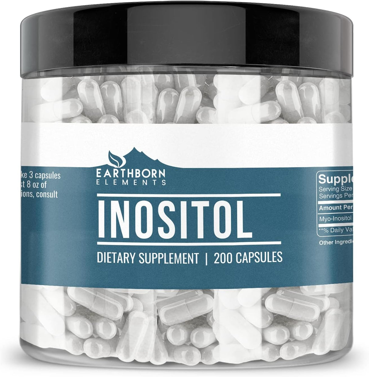 Earthborn Elements Inositol 200 Cápsulas Puras y Sin Aditivos