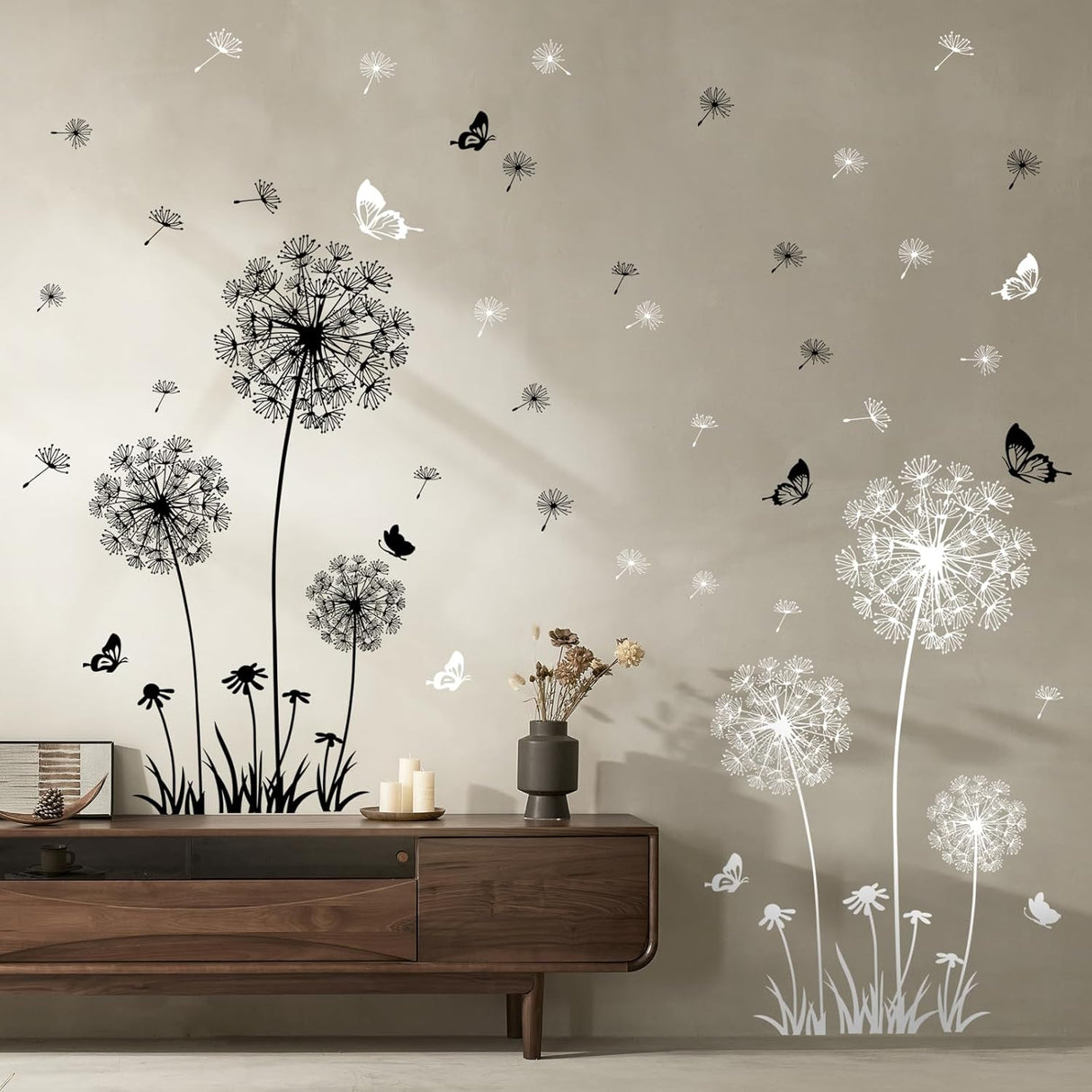 Pegatinas de Pared Dandelion de Supzone con Flores y Mariposas