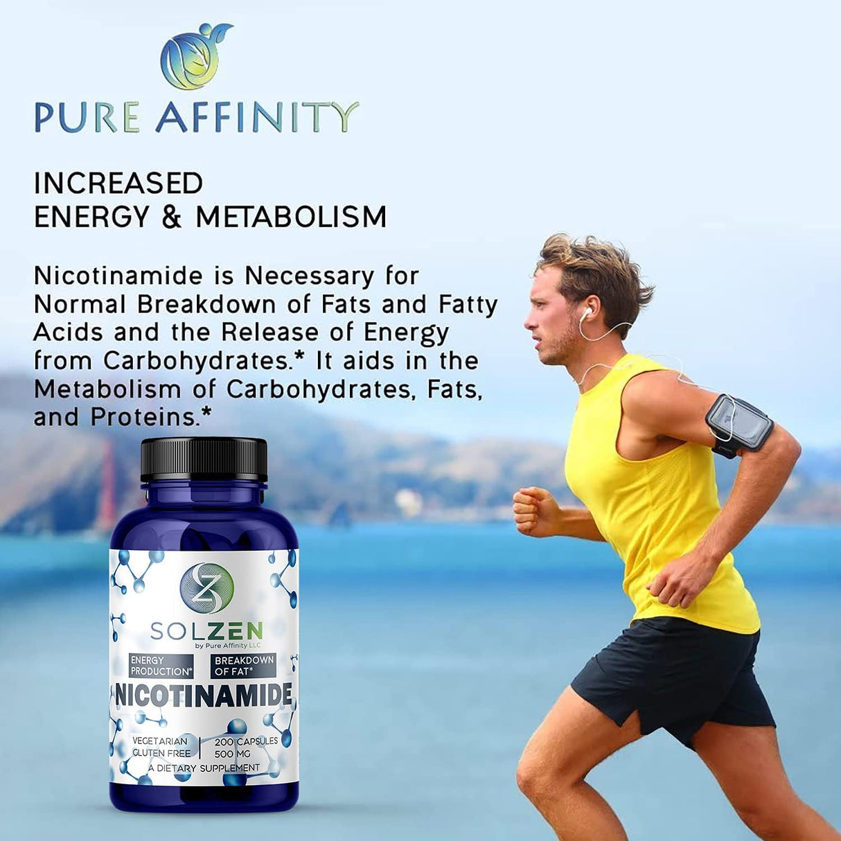 Suplemento Nicotinamida B3 500mg Potenciador de energía 100