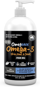 Aceite de pescado 100 % puro, con omega 3, 6 y 9 para perros y gatos, 32 onza