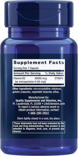 Mega Vitamin K2 Vida Extendida, 45 mg, Hueso Fuerte, 30 cápsulas