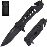 Cuchillo de bolsillo plegable de apertura con bloqueo negro