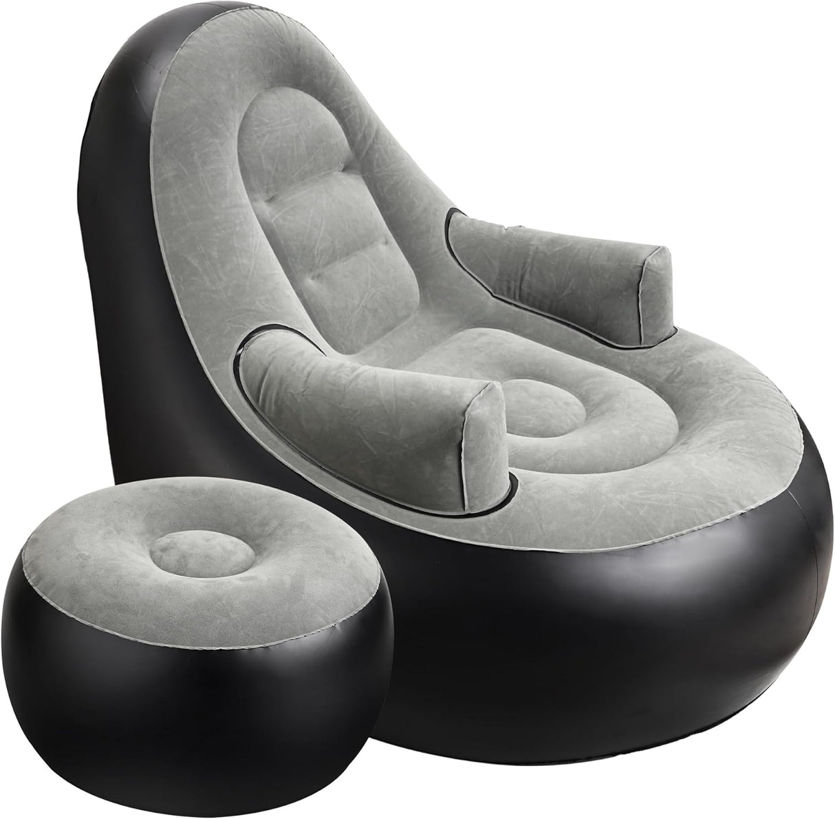 Sofá Inflable con Reposabrazos y Otomana, Ideal para Camping