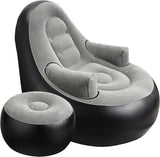 Sofá Inflable con Reposabrazos y Otomana, Ideal para Camping