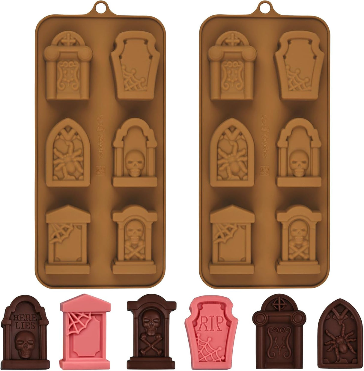 Moldes de Chocolate Halloween, Silicona, Tumbas, 2 pcs