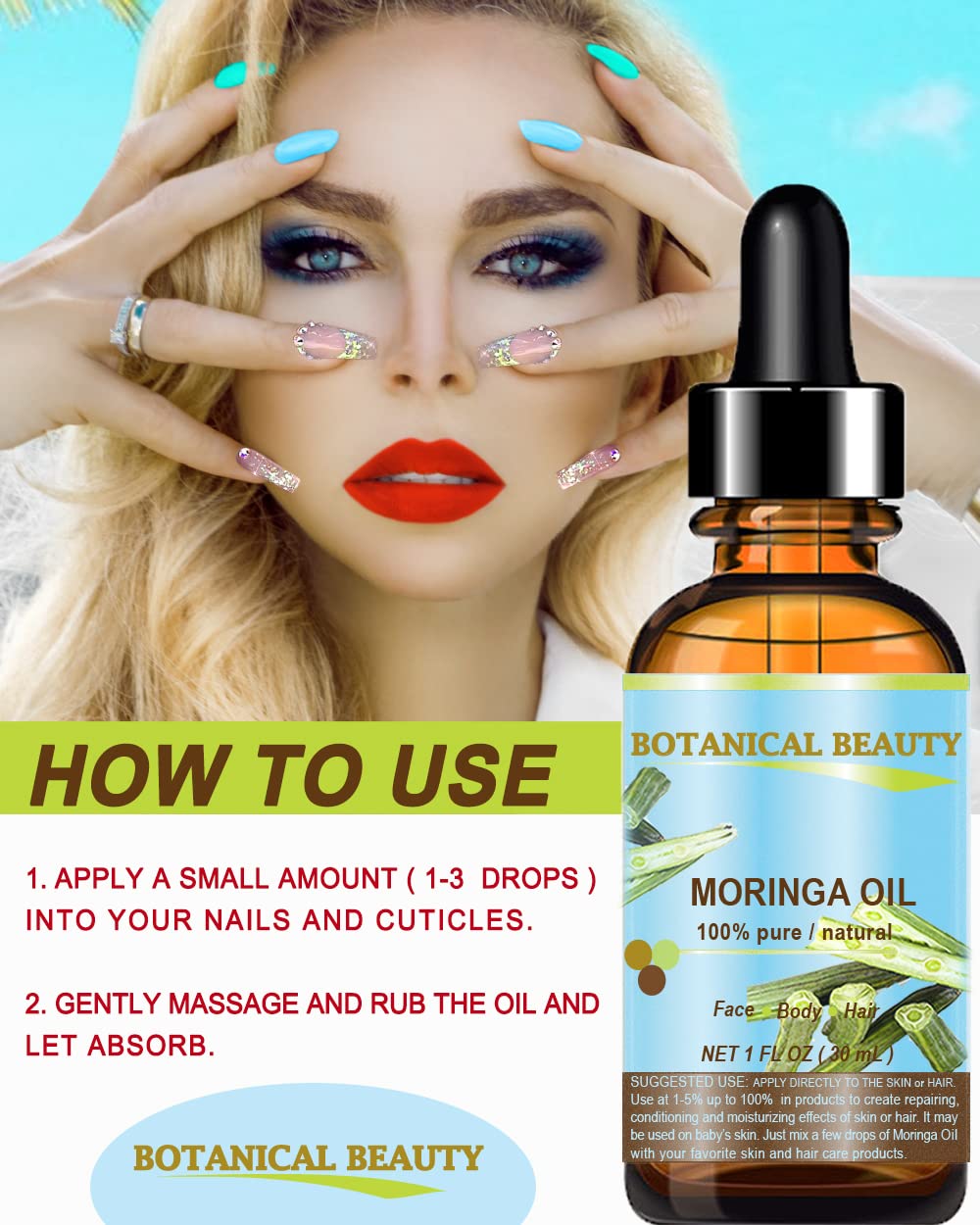 Aceite de Moringa Puro y Natural Prensado en Frío para Piel