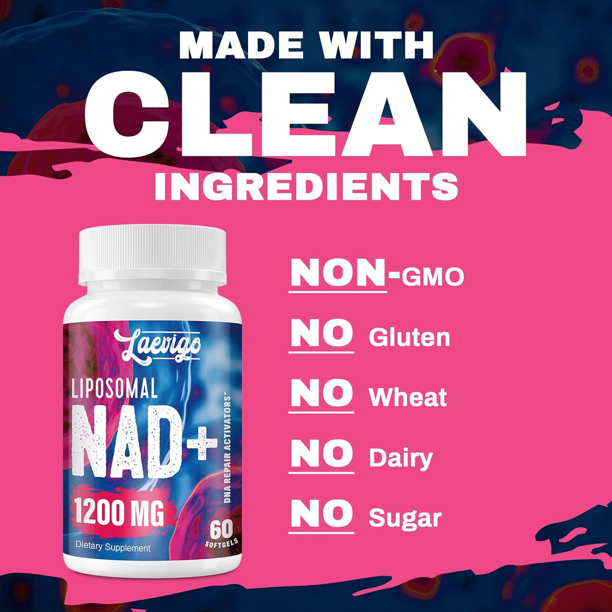 Suplemento liposomal NAD+ de 1200 mg  ultra pureza 60 cáp