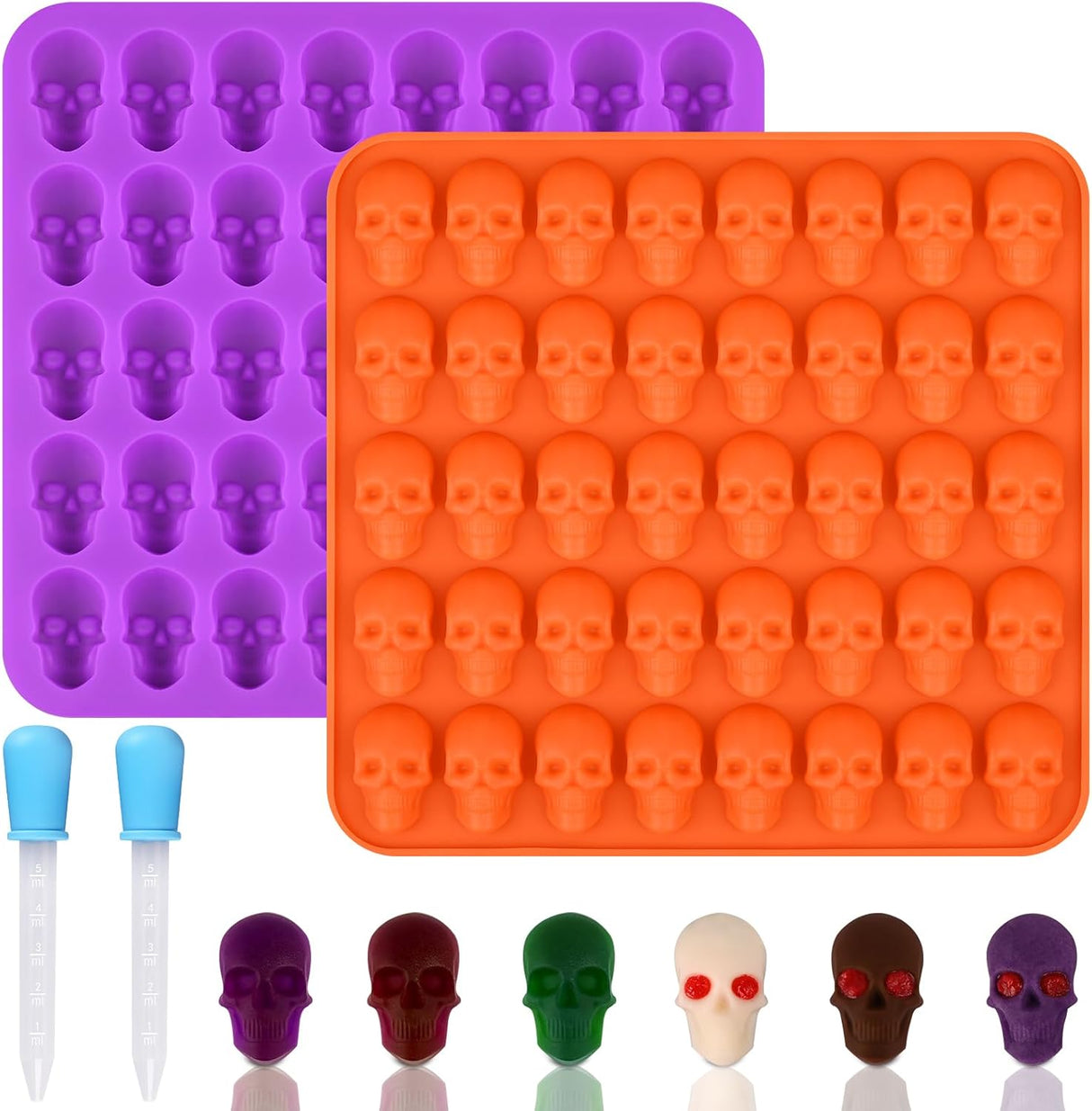 Moldes de Calavera HUAKENER, 2 Pack para Chocolate y Dulces