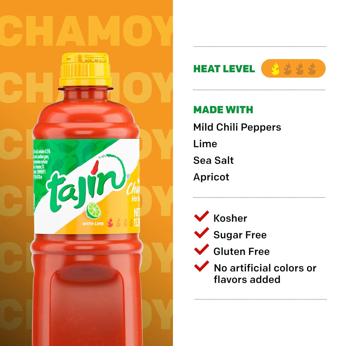 Salsa Picante Frutal Chamoy Tajín 15.38 oz (Paquete de 12)