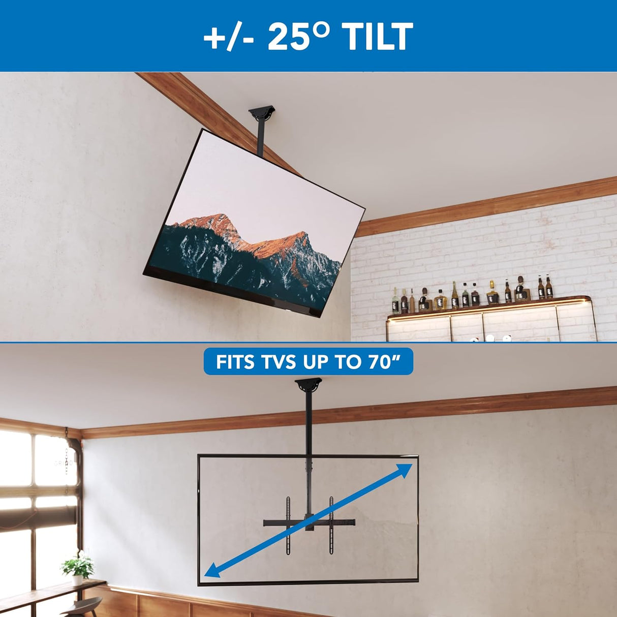 Soporte de Techo para TV, Mount-It!, Ajustable 360°, MI-509B