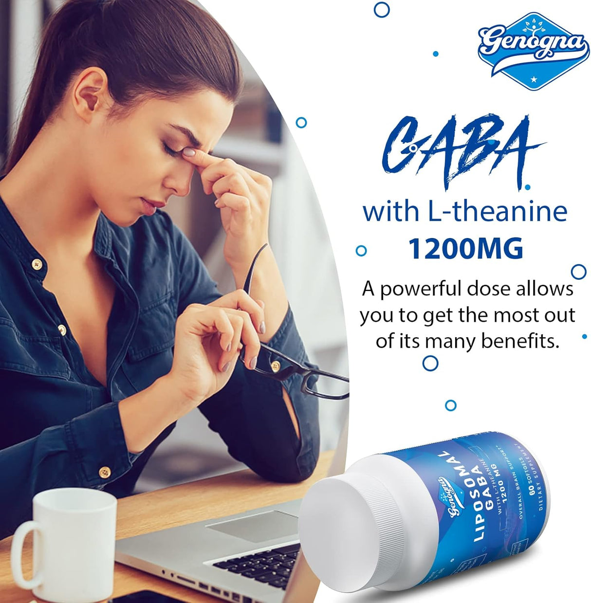 Suplemento de L-teanina de 1200 mg Genogna