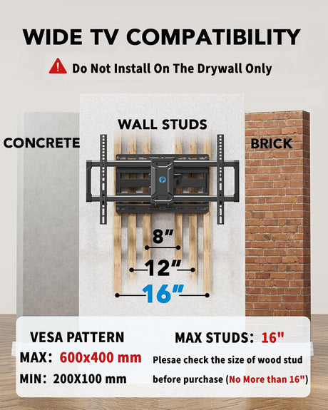 Soporte de pared Pipishell para TV de 42-85, brazos articulados
